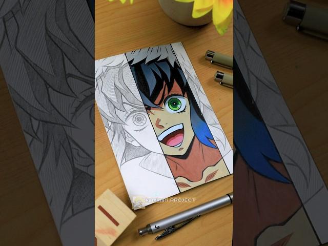 Drawing Inosuke Hashibira  DEMON SLAYER|| Stained Art  #shorts #drawing  #demonslayer #inosuke