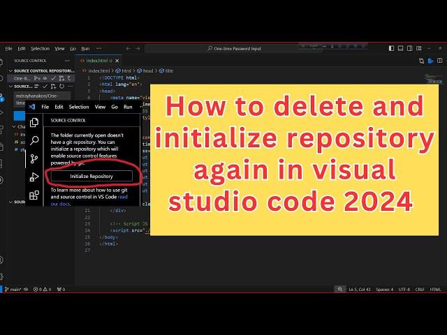 How to delete and initialize repository again in visual studio code 2024 #initialize_repository