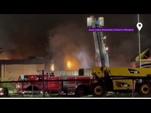 WATCH: Fire at vacant elementary in Silver Spring continues burning