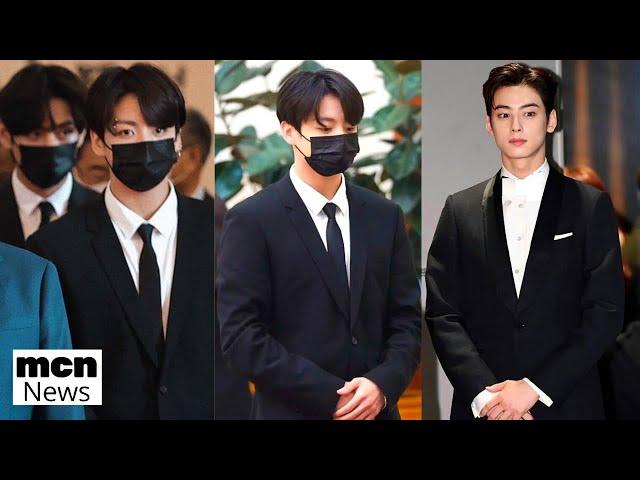 Jungkook V BTS & Cha Eunwoo at Astro Moonbin Funeral in Seoul Right Now Eun woo Suga RM haegeum mv