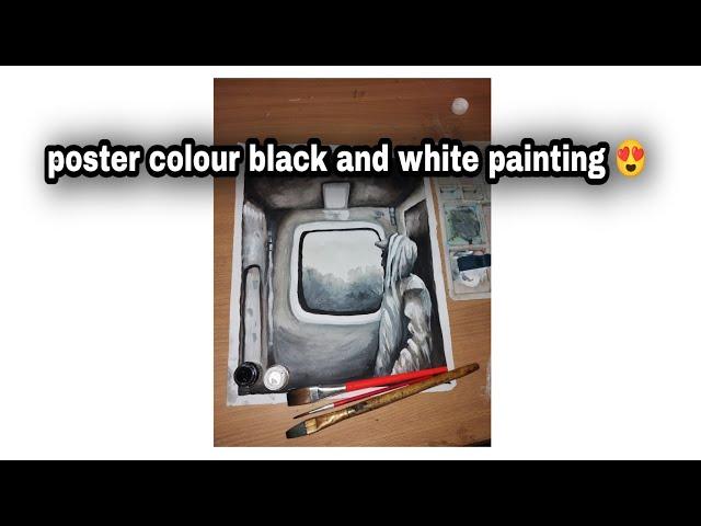 poster colour black and white painting for beginners......#swagatart