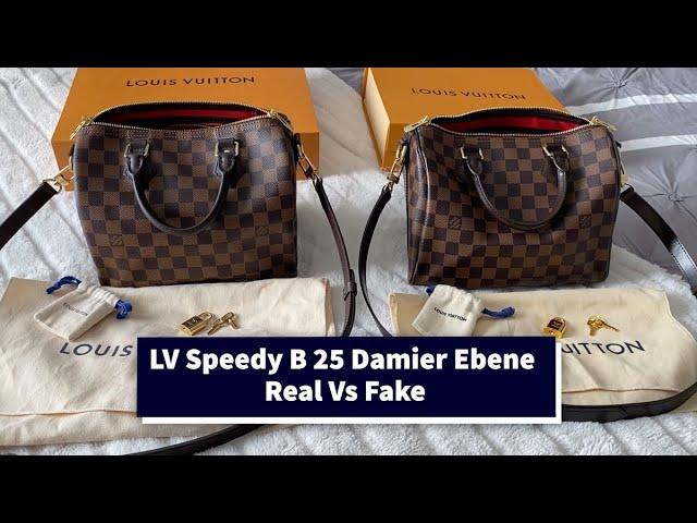 Authentic vs Fake Louis Vuitton Speedy B 25 Damier Ebene Comparison