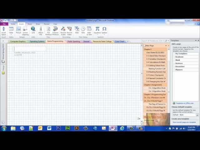 Using Page Templates OneNote 2010