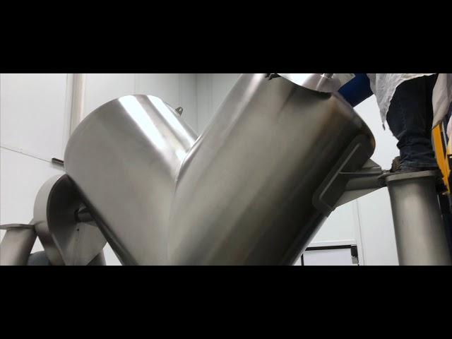 Filling a V-Blender | Powder Supplement Manufacturing | Powder Blending | Ion Labs