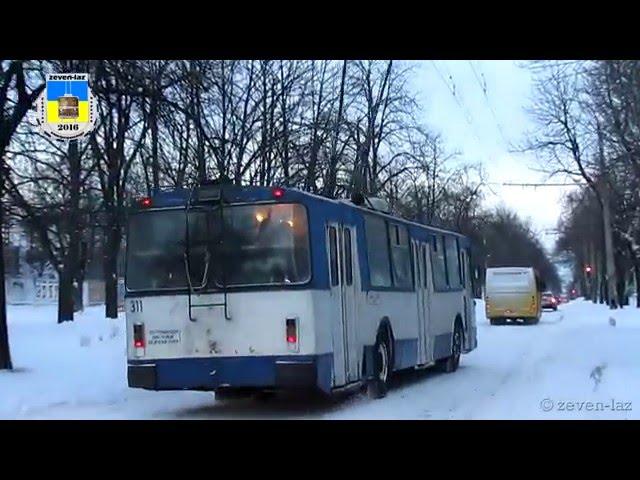 Черкаський тролейбус- Трошки буксуємо 19.01.2016 / Cherkasy trolleybus- We skid a little 01/19/2016