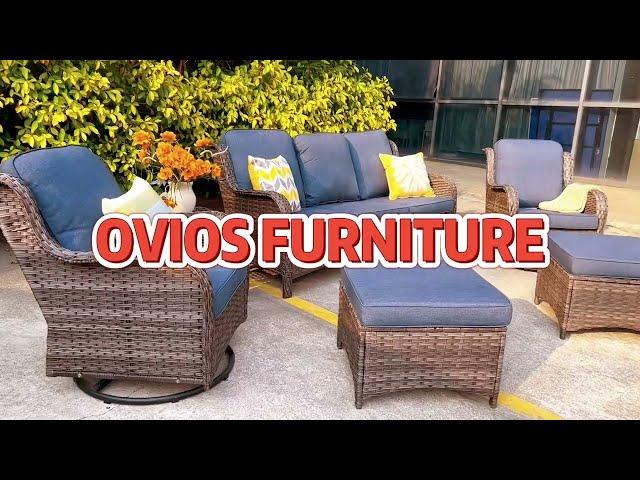 Ovios Patio Furniture Set 6-Piece with Rocking Chairs and Table Kenard.