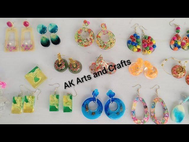 Latest Resin Earrings Collections from AK Arts and Crafts // Resin Ear Rings # Resin for Beginners