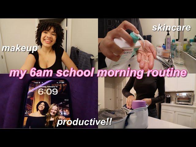 MY 6AM SCHOOL MORNING ROUTINE | productive, skincare, makeup, and more!!