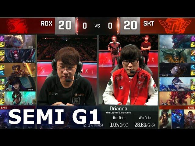 SKT vs ROX - Game 1 Semi Finals Worlds 2016 | LoL S6 World Championship SK Telecom T1 vs Rox Tigers