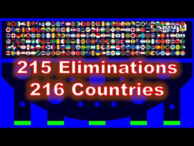 216 countries & 215 times eliminations marble race in Algodoo | Marble Factory