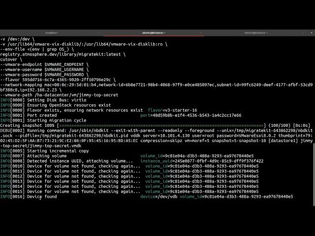 Demo: Migrating VMware Workloads to OpenStack with Migratekit