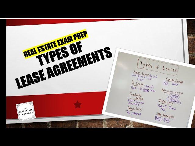 Types of Lease Agreements | Real Estate Exam Prep Videos