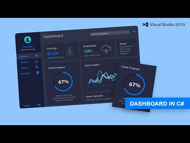 How to Create a Modern Flat UI Design Dashboard in C# 2020