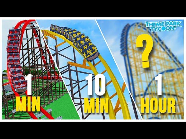 Building The HYBRID COASTER in 1 MINUTE, 10 MINUTES and 1 HOUR!