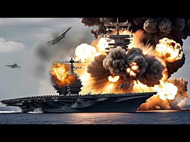 1 minute ago! AMERICAN F16 strike sinks RUSSIA'S largest aircraft carrier