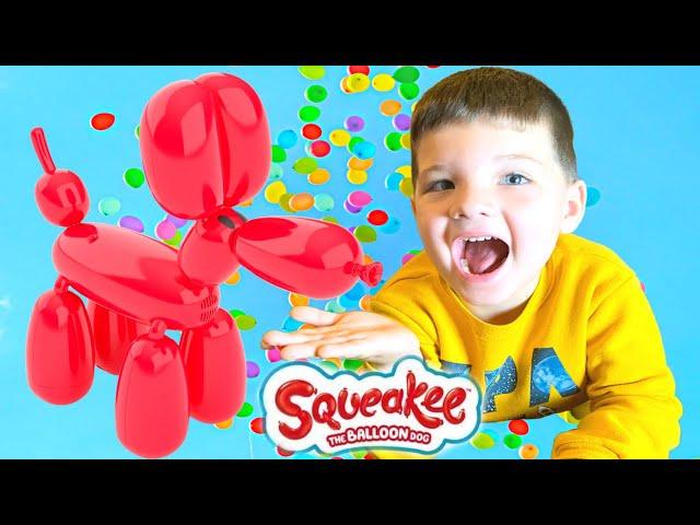 CALEB PRETEND PLAY with NEW SQUEAKEE Balloon Dog TOY!