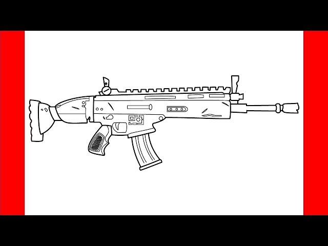 How To Draw Scar Assult Rifle From Fortnite - Step By Step Drawing