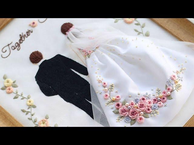 Couple love Embroidery Tutorial/Bride and Groom Hoop Art for Wedding