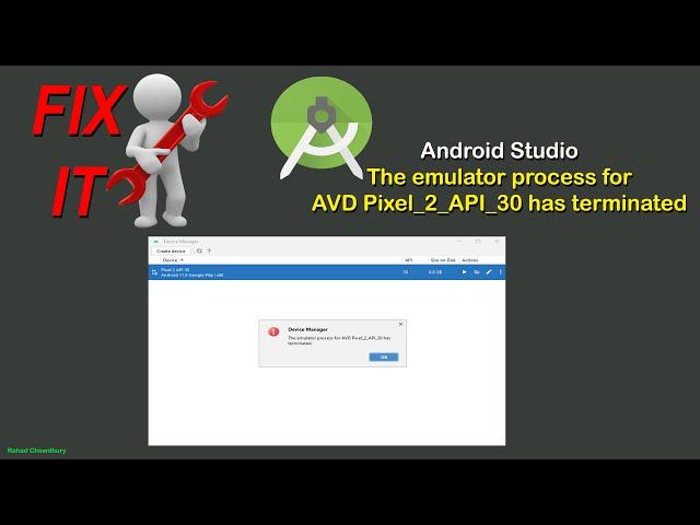 The emulator process for avd pixel has terminated | Android Studio 2022