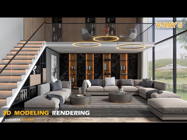 Vray 5 Sketchup interior | Realistic Render Settings | Living room #17