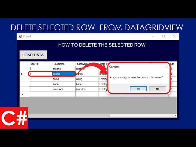 DataGridview Cell Click Event C# | How To Delete Selected DataGridView Row Using C# | Source Code Ph