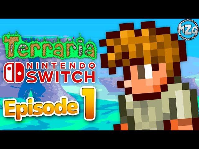 Terraria Nintendo Switch Gameplay Walkthrough - Part 1 - Awesome First Day! Building Our House!