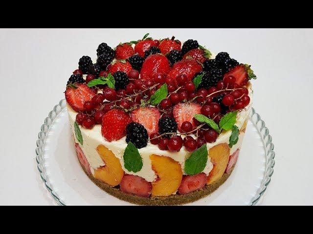 ТОРТ - МУСС с ПЕРСИКАМИ и ЯГОДАМИ ( mousse cake with peaches and berries )