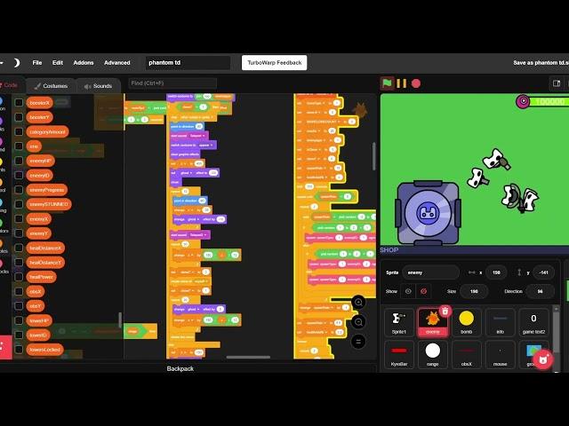 Phantom TD (Scrolling Tower Defense in Scratch)