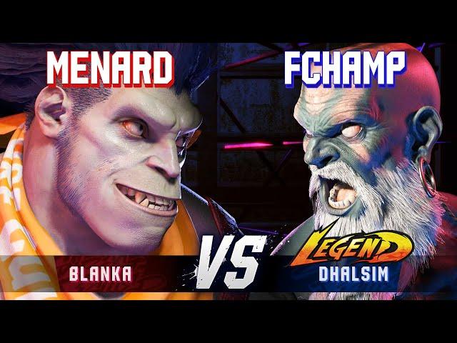 SF6 ▰ MENARD (Blanka) vs FCHAMP (Dhalsim) ▰ High Level Gameplay