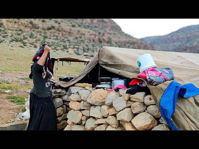 IRAN nomadic life | The life of a 28-year-old nomadic girl alone in the mountains | Mountain house