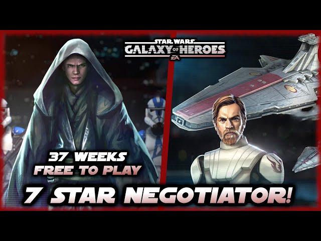 Negotiator 7 Stars!  Free to Play for 37 Weeks in SWGOH - Farming Lord Vader