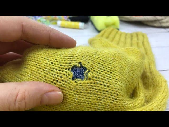 HOW to sew up a HOLE on a knitted SWEATER