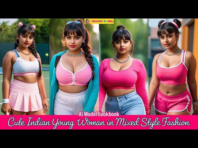 Cute Indian Young Woman in Mixed Style Fashion | AI Model LookBook | Virtual Social Media Influencer