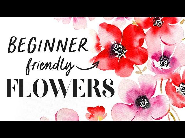 The EASIEST watercolor flowers to paint  Tutorial