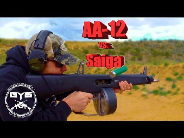 AA-12 vs. Saiga 12 --- FULL AUTO SHOTGUNS