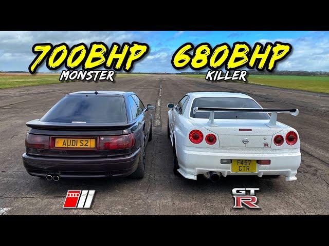 WHEN LEGENDS CLASH.. 700HP AUDI S2 vs 680HP NISSAN R34 GTR