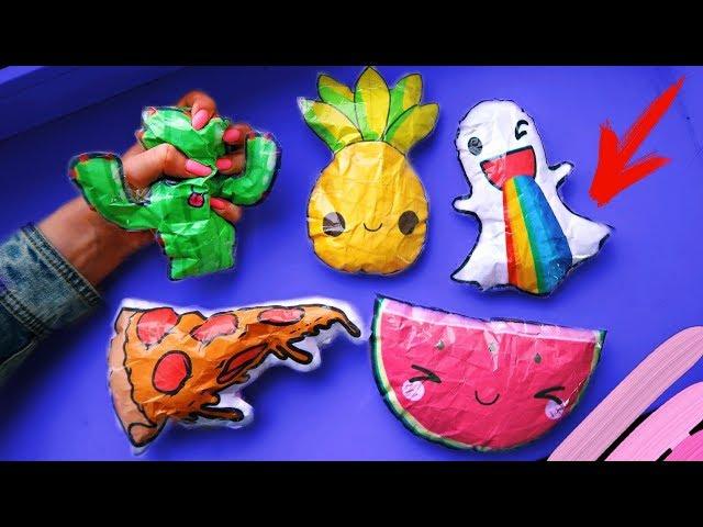 DIY 5 СКВИШИ из БУМАГИ с НОВЫМИ НАПОЛНИТЕЛЯМИ / Squishy СВОИМИ РУКАМИ БОЛЬШИЕ Антистресс игрушки