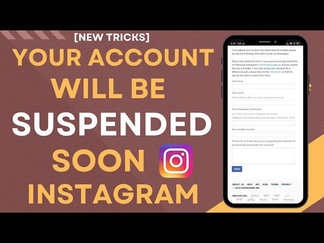 Your Account Will Be Suspended Soon Instagram