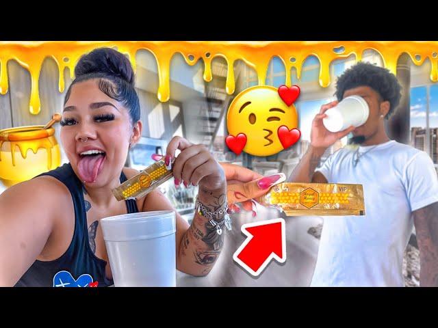 Honey pack prank on my bf .. he WANTED SOME ‼️