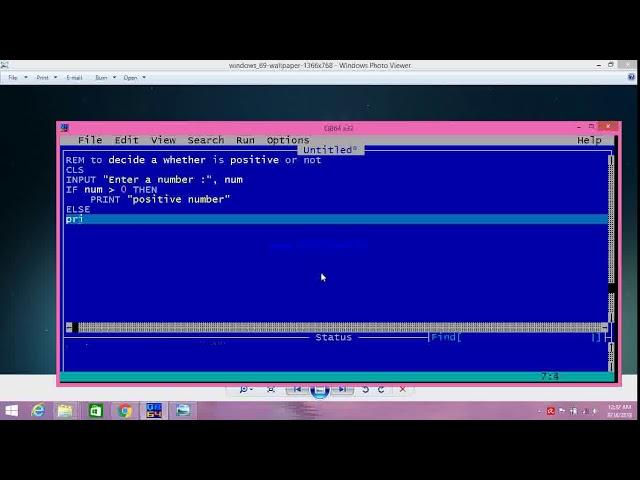 A Qbasic program to check whether a number is positive or not