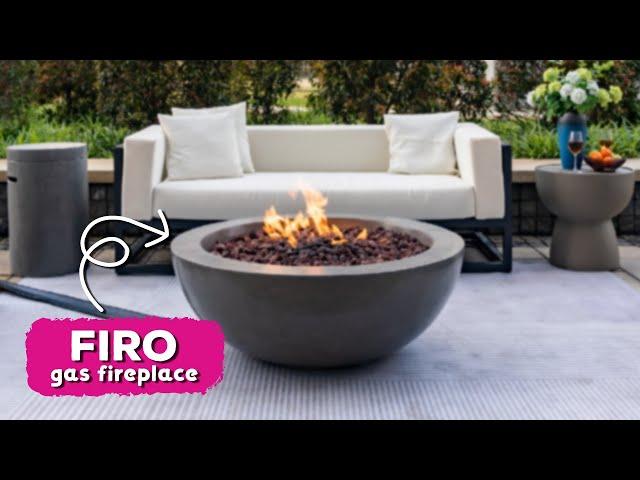 Concrete fireplace - portable gas outdoor firepit for gas cylinder or natural gas 106x40cm - FIRO