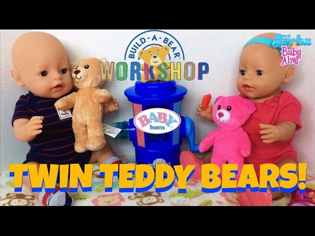  Build-A-Bear Workshop Surprise for Baby Born Twins Ethan & Emma! Let's Make a Bear!