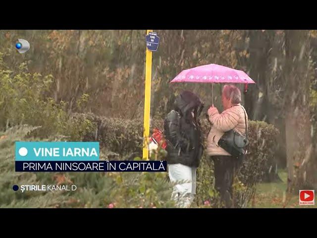 Stirile Kanal D - Prima ninsoare in capitala | Peisaj de iarna la munte | Editie de pranz