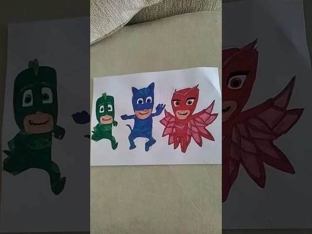 PJ Masks drawing!!!!!!!  Catboy, Gekko and Owlette!!!!!! #shorts