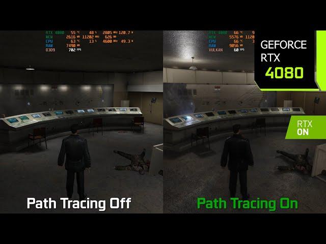 Max Payne Path Tracing through RTX Remix On vs Off - Graphics/Performance Comparison | RTX 4080