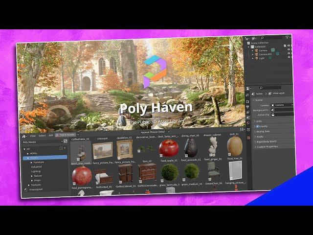 NEW! Poly Haven Asset Browser Add-On for Blender