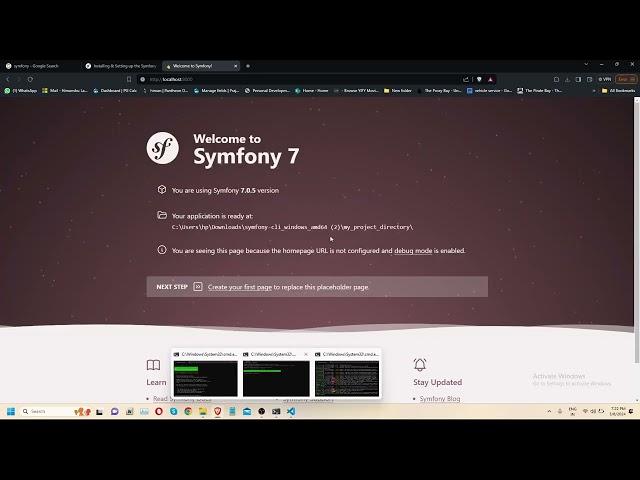 Symfony 7  installation on windows 11 and database configuration