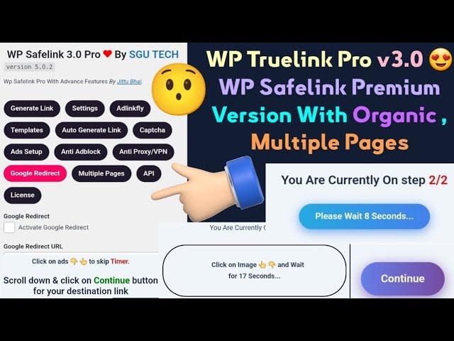 ️ Wp Truelink v3.0 Pro with Organic Safeink, Multiple 4,5 Pages | Wp Safelink Redesigned Plugin 