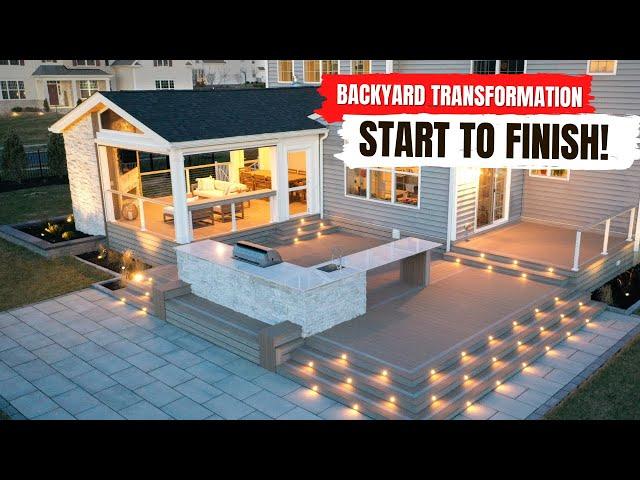 CRAZY Backyard TRANSFORMATION - Full Build Time Lapse