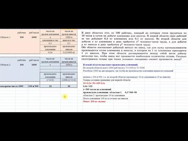 ЕГЭ по математике. 17 задача. Алюминий и никель